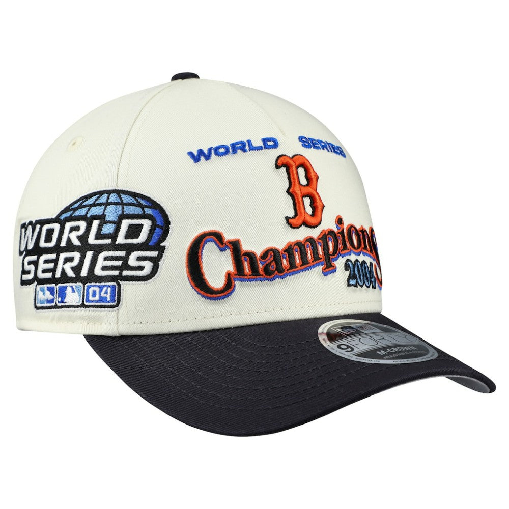 Boston Red Sox World Series 9FORTY M-Crown A-Frame Adjustable Hat Cream/Navy | New Era