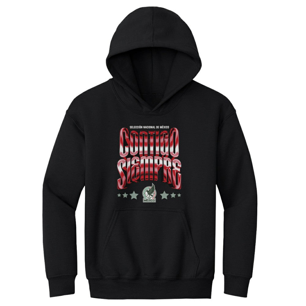 Mexico National Team 500 Level Youth Contigo Siempre Vintage Pullover Hoodie Black