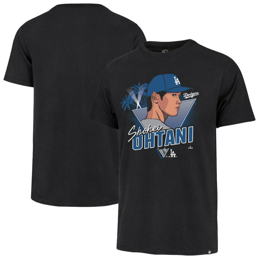 Shohei Ohtani Los Angeles Dodgers Player Caricature Franklin T-Shirt Black | 47 brand