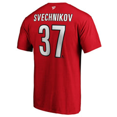Andrei Svechnikov Carolina Hurricanes Fanatics Authentic Stack Name & Number T-Shirt Red