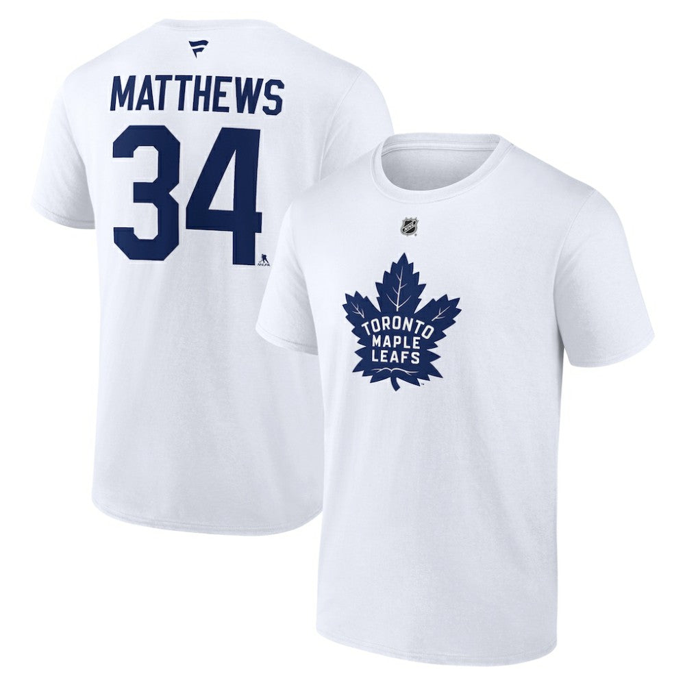 Auston Matthews Toronto Maple Leafs Fanatics Authentic Stack Name & Number T-Shirt White