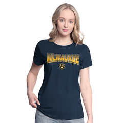 Milwaukee Brewers G-III 4Her by Carl Banks Women's T-Shirt and Hoodie Combo Pack Navy/Bright Heather Ceramic