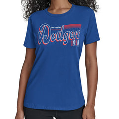 Los Angeles Dodgers Starter Women's Groovy Script Team Fitted T-Shirt Royal