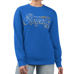 Kansas City Royals Starter Women's Groovy Script Team Fleece Pullover Sweatshirt Royal