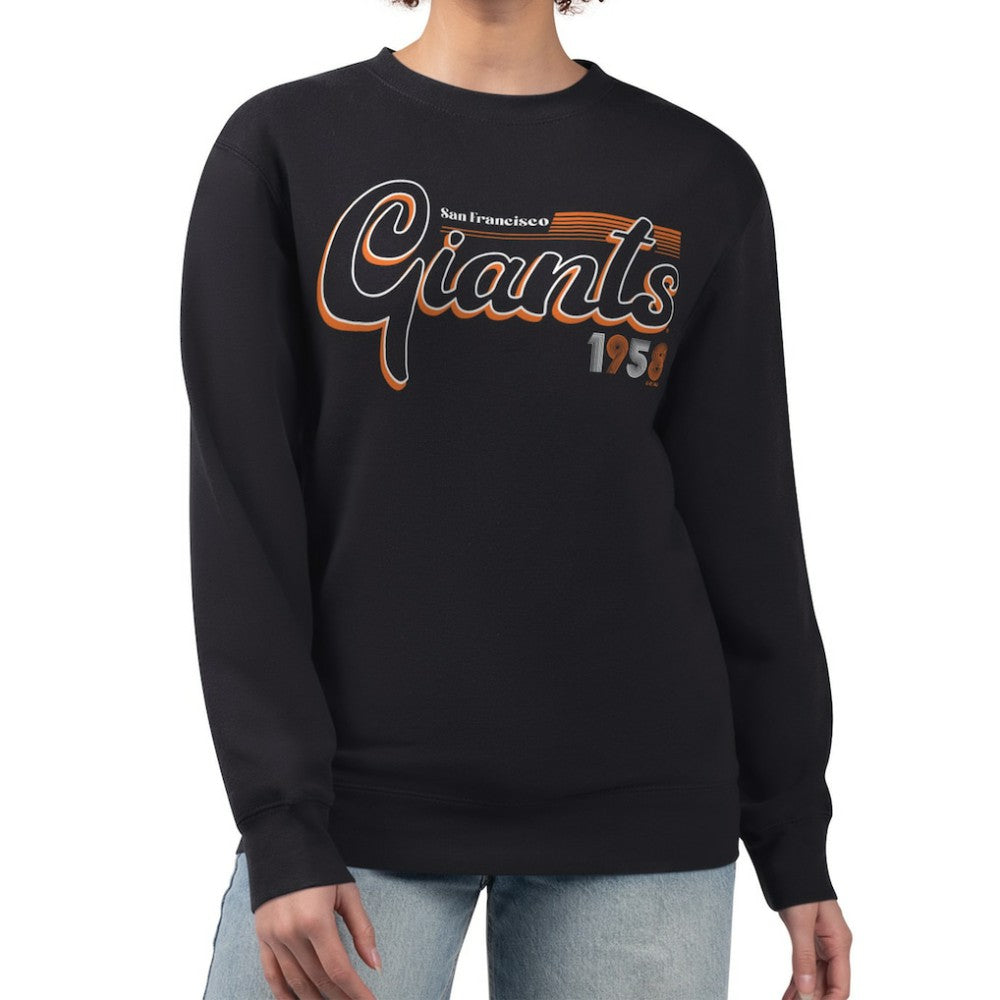 San Francisco Giants Starter Women's Groovy Script Team Fleece Pullover Sweatshirt Black