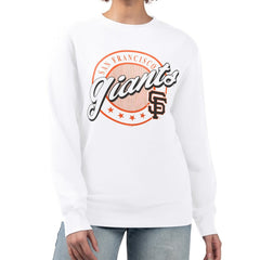 San Francisco Giants G-III 4Her by Carl Banks Women's Pinstripe Circle Team Fleece Pullover Sweatshirt White