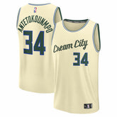 Giannis Antetokounmpo Milwaukee Bucks Youth 2025/26 City Edition Fast Break Jersey - Cream