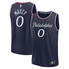 Tyrese Maxey Philadelphia 76ers Youth 2025/26 City Edition Fast Break Jersey - Navy