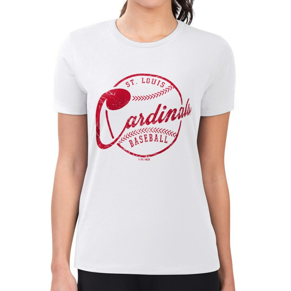 St. Louis Cardinals G-III 4Her by Carl Banks Women's Super-Slim Fit Lightweight Distressed Baseball Team T-Shirt White