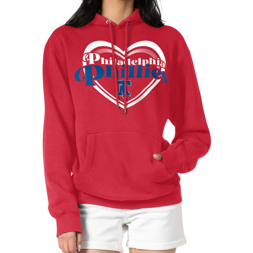 Philadelphia Phillies G-III 4Her by Carl Banks Women's Double Heart Fleece Pullover Hoodie Red
