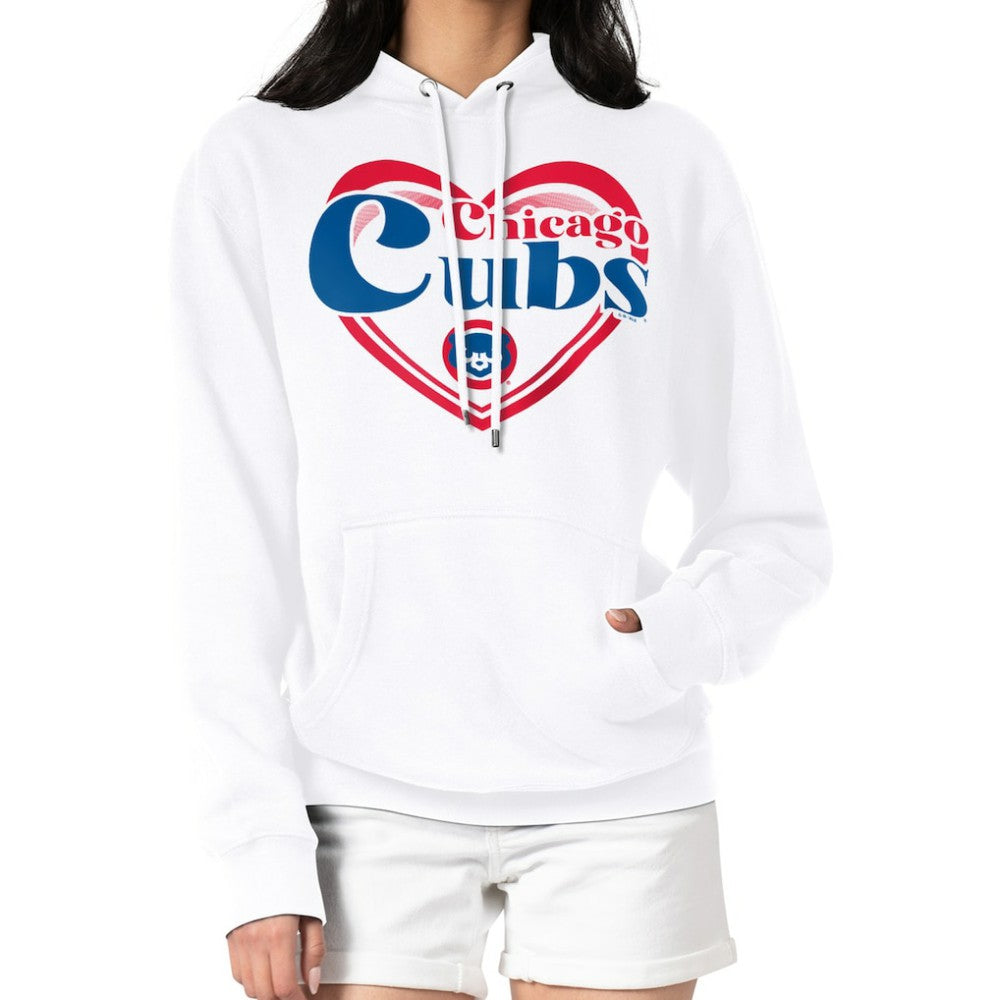 Chicago Cubs G-III 4Her by Carl Banks Women's Double Heart Fleece Pullover Hoodie White