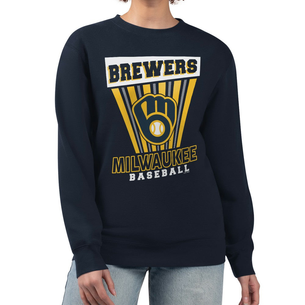 Milwaukee Brewers Starter Women's Poster Print Pullover Sweatshirt Navy