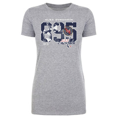 Alexander Ovechkin Washington Capitals 500 Level Women's NHL All-Time Leading Goal Scorer Overlay T-Shirt Heather Gray