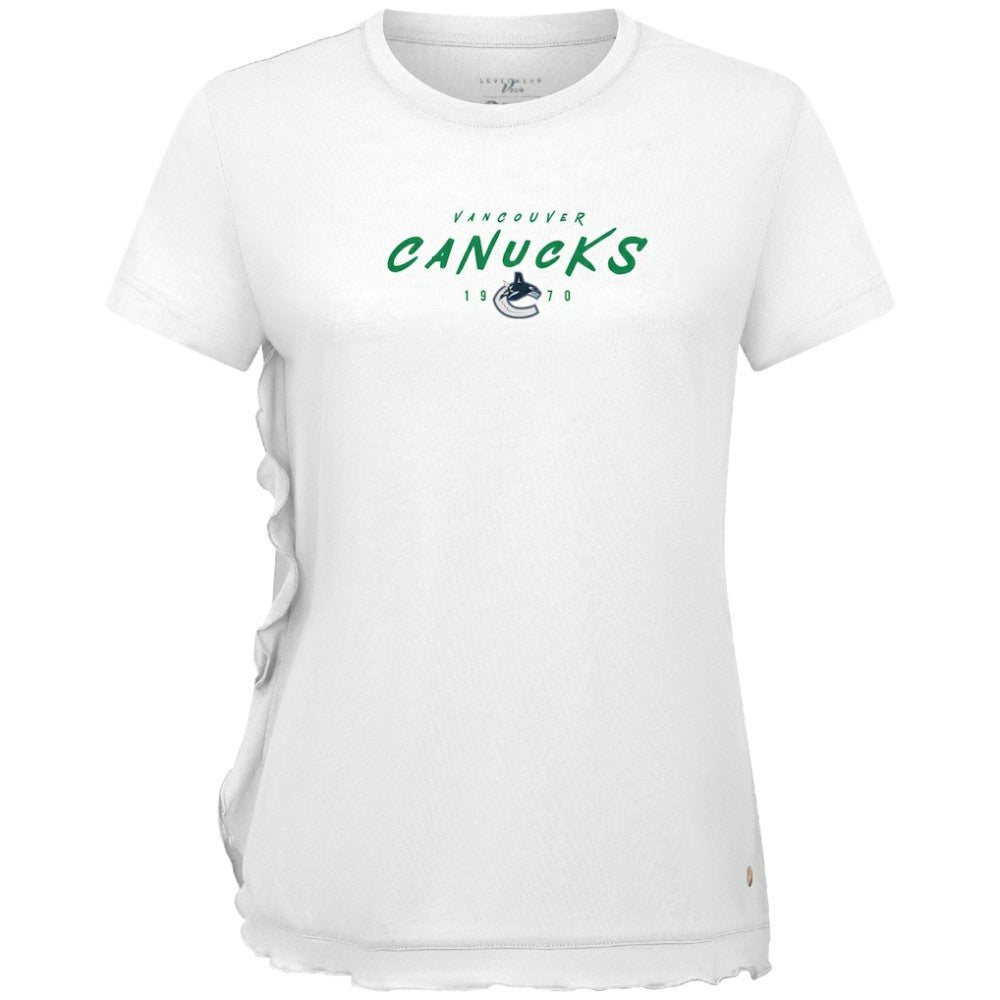 Vancouver Canucks Levelwear Women's Airflow Scratched T-Shirt White
