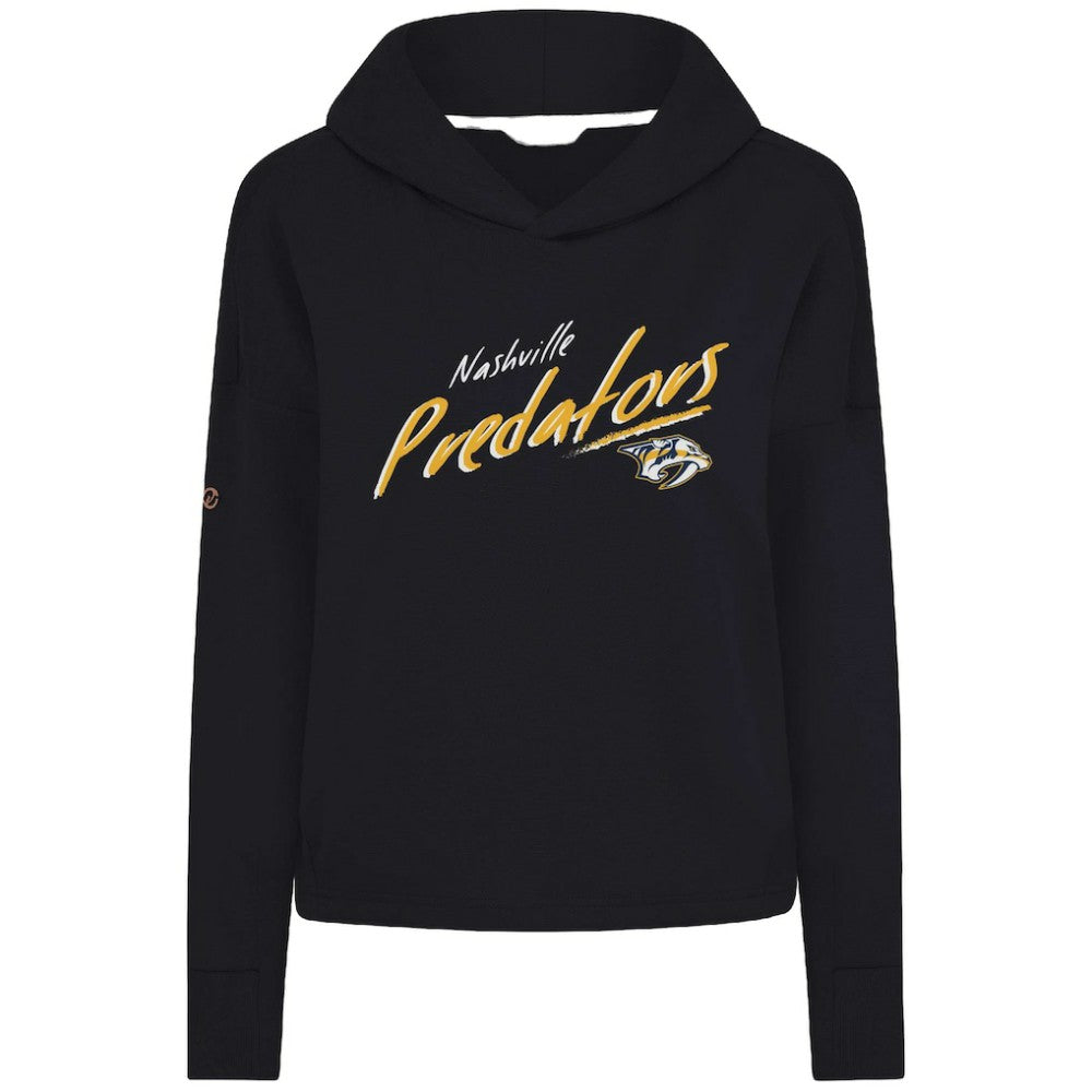 Nashville Predators Levelwear Women's Sweet Sizzle Tri-Blend Cropped Pullover Hoodie Black