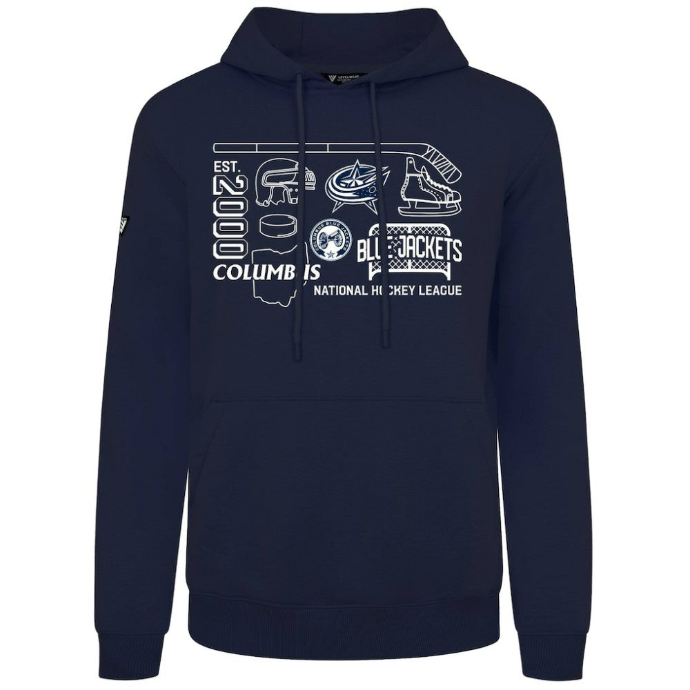 Columbus Blue Jackets Levelwear Podium Campaign Pullover Hoodie Navy