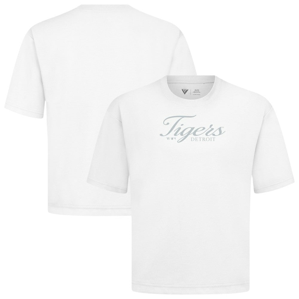 Detroit Tigers Levelwear Ethereal Oversized Luxe Signature Knit T-Shirt White
