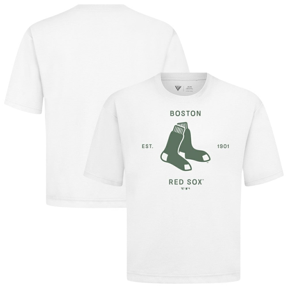 Boston Red Sox Levelwear Crossway Oversized Luxe Signature Knit T-Shirt White