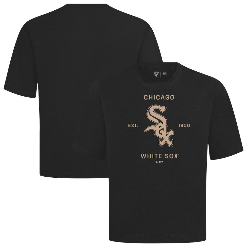 Chicago White Sox Levelwear Crossway Oversized Luxe Signature Knit T-Shirt Black