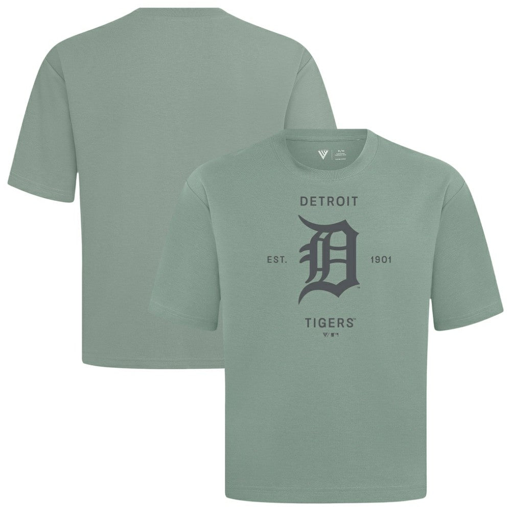 Detroit Tigers Levelwear Crossway Oversized Luxe Signature Knit T-Shirt Green