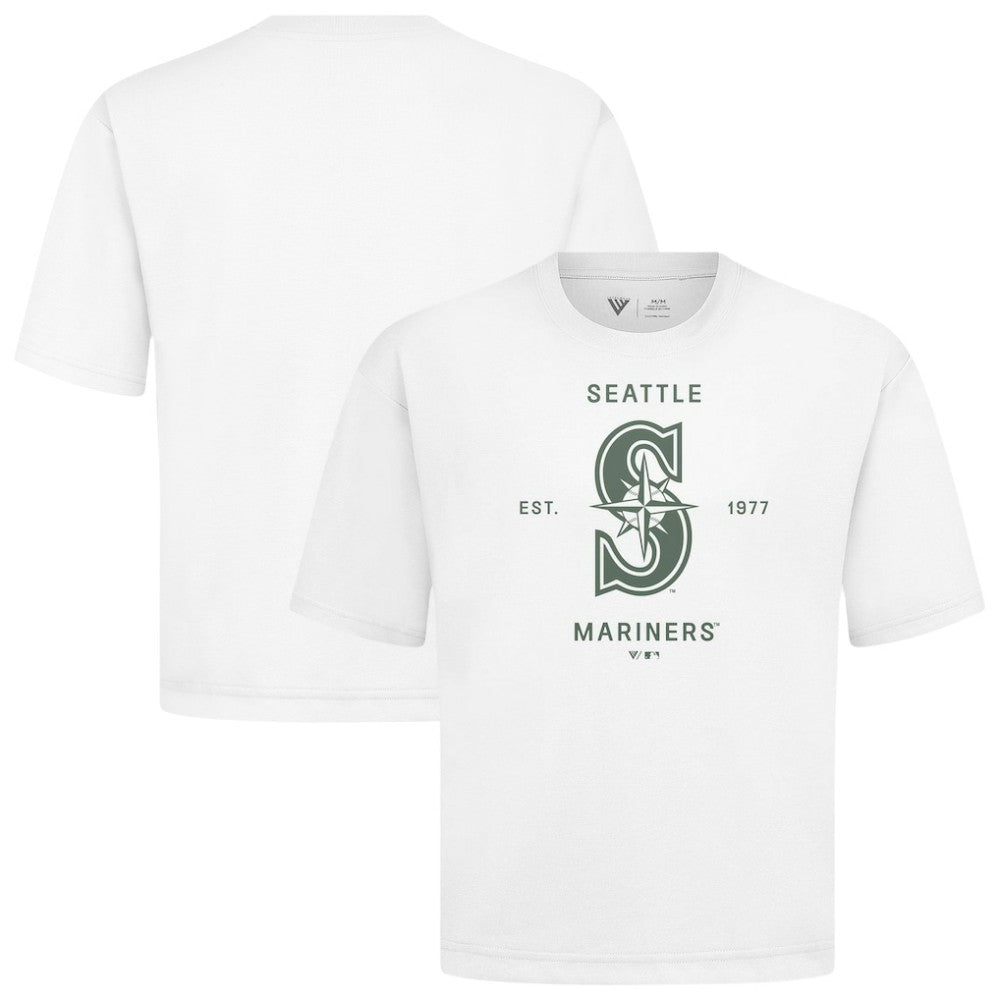 Seattle Mariners Levelwear Crossway Oversized Luxe Signature Knit T-Shirt White