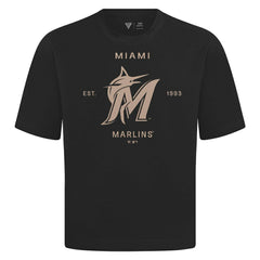 Miami Marlins Levelwear Crossway Oversized Luxe Signature Knit T-Shirt Black