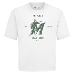 Miami Marlins Levelwear Crossway Oversized Luxe Signature Knit T-Shirt White