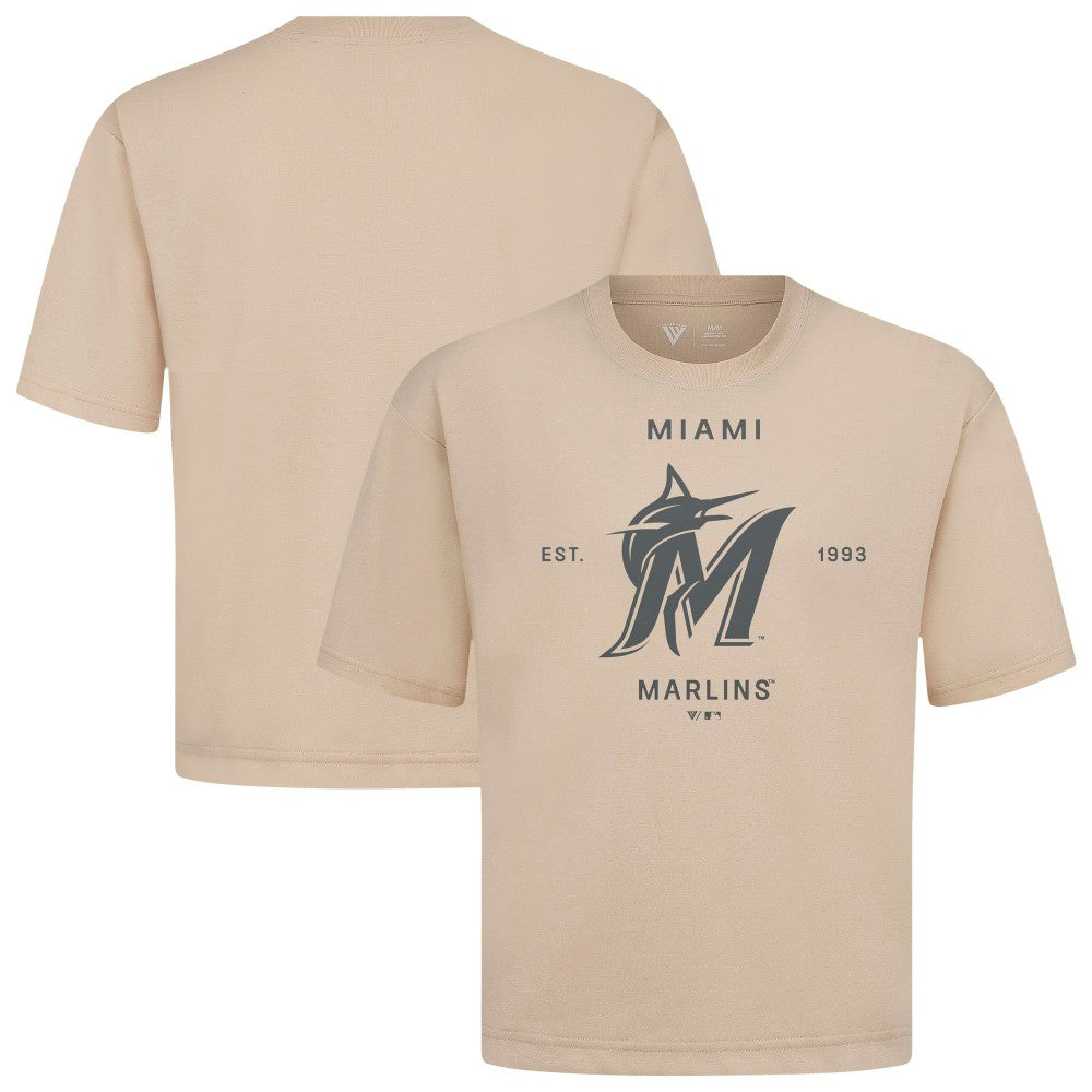 Miami Marlins Levelwear Crossway Oversized Luxe Signature Knit T-Shirt Khaki