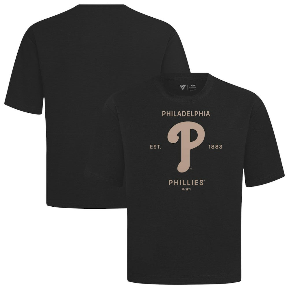 Philadelphia Phillies Levelwear Crossway Oversized Luxe Signature Knit T-Shirt Black