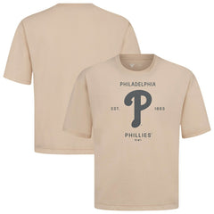 Philadelphia Phillies Levelwear Crossway Oversized Luxe Signature Knit T-Shirt Khaki