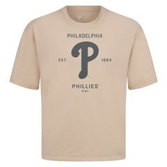 Philadelphia Phillies Levelwear Crossway Oversized Luxe Signature Knit T-Shirt Khaki