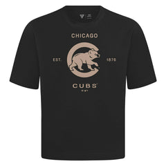 Chicago Cubs Levelwear Crossway Oversized Luxe Signature Knit T-Shirt Black
