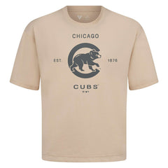 Chicago Cubs Levelwear Crossway Oversized Luxe Signature Knit T-Shirt Khaki