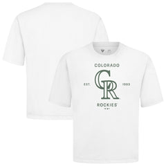 Colorado Rockies Levelwear Crossway Oversized Luxe Signature Knit T-Shirt White