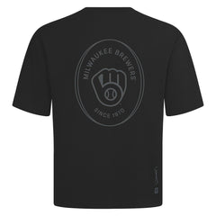 Milwaukee Brewers Levelwear Signet Oversized Luxe Signature Knit T-Shirt Black