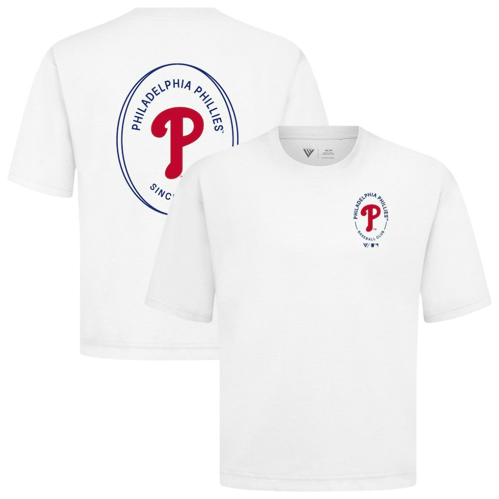 Philadelphia Phillies Levelwear Signet Oversized Luxe Signature Knit T-Shirt White
