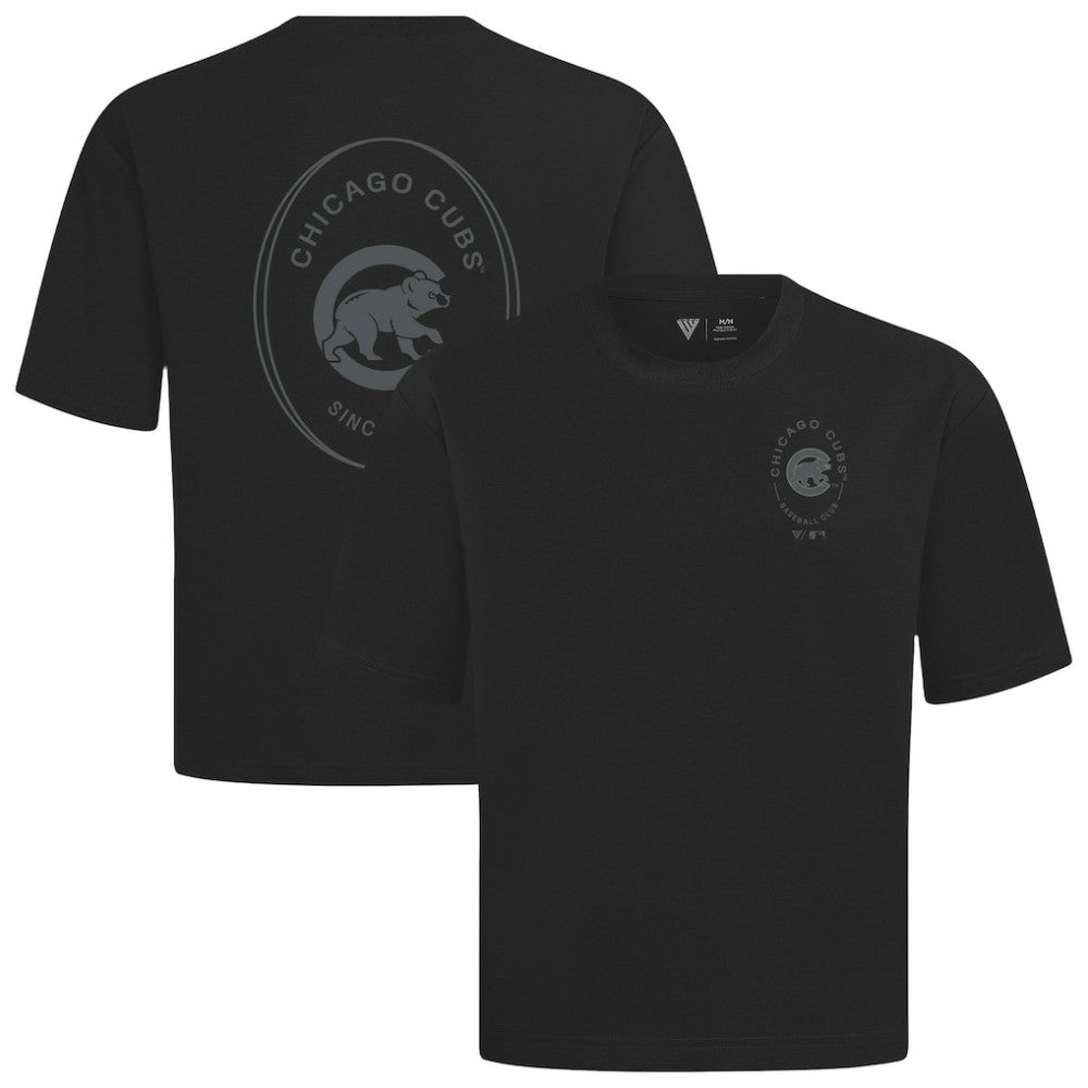 Chicago Cubs Levelwear Signet Oversized Luxe Signature Knit T-Shirt Black