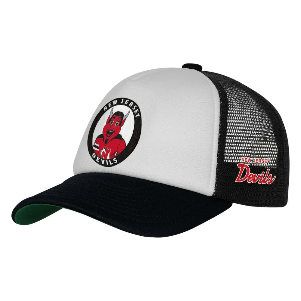 New Jersey Devils Mitchell & Ness Youth Mascot Adjustable Trucker Hat White