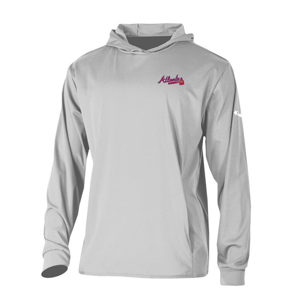Atlanta Braves Long Drive Pullover Hoodie Gray | Columbia