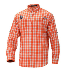 Detroit Tigers Super Tamiami Omni-Shade Long Sleeve Button-Down Shirt Orange | Columbia
