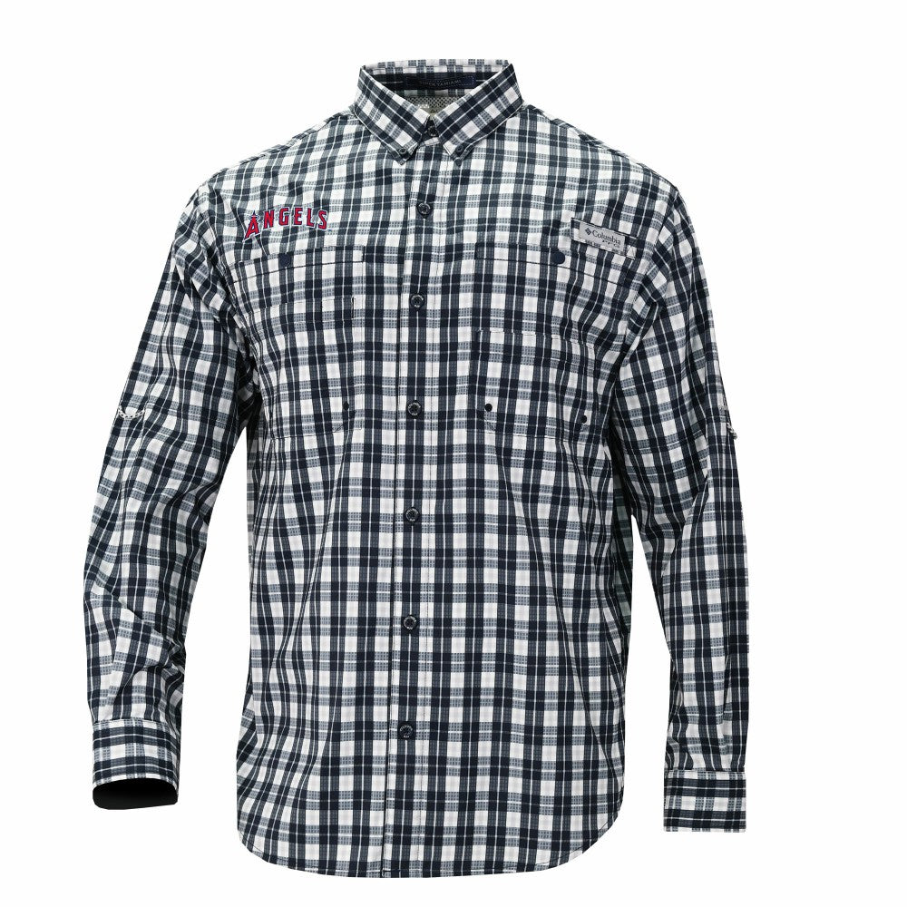 Los Angeles Angels Super Tamiami Omni-Shade Long Sleeve Button-Down Shirt Navy | Columbia