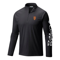 San Francisco Giants Terminal Tackle Omni-Wick Raglan Quarter-Zip Pullover Black | Columbia