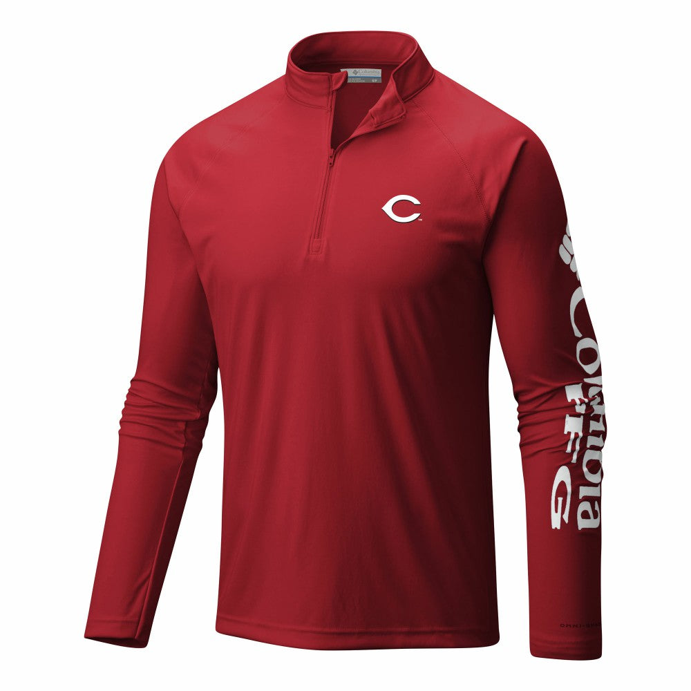 Cincinnati Reds Terminal Tackle Omni-Wick Raglan Quarter-Zip Pullover Red | Columbia