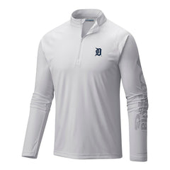 Detroit Tigers Terminal Tackle Omni-Wick Raglan Quarter-Zip Pullover White | Columbia