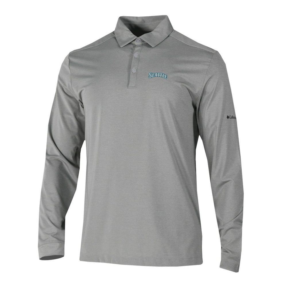 Seattle Mariners Omni-Wick Pin High Long Sleeve Polo Gray | Columbia