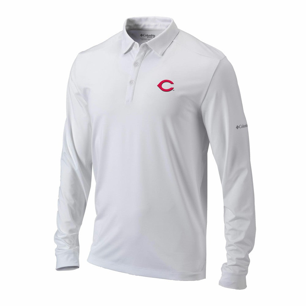 Cincinnati Reds Omni-Wick Pin High Long Sleeve Polo White | Columbia