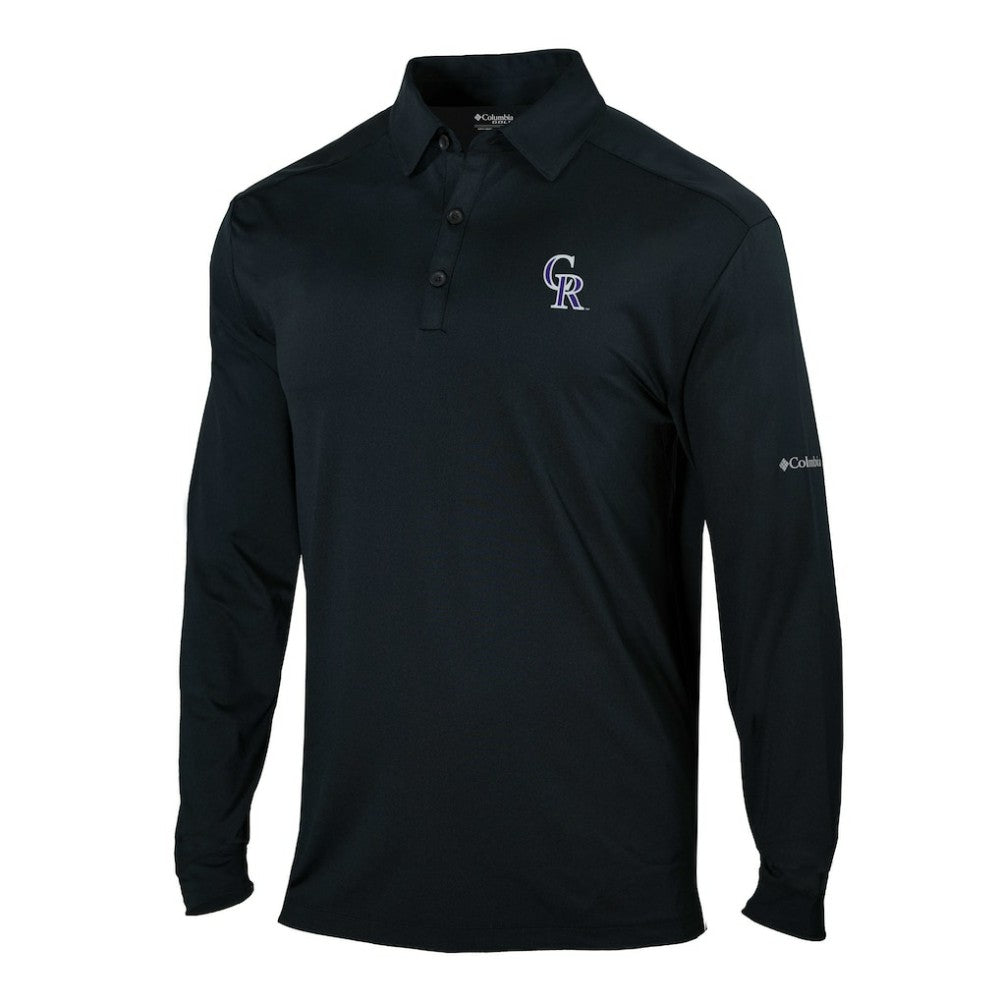 Colorado Rockies Omni-Wick Pin High Long Sleeve Polo Black | Columbia