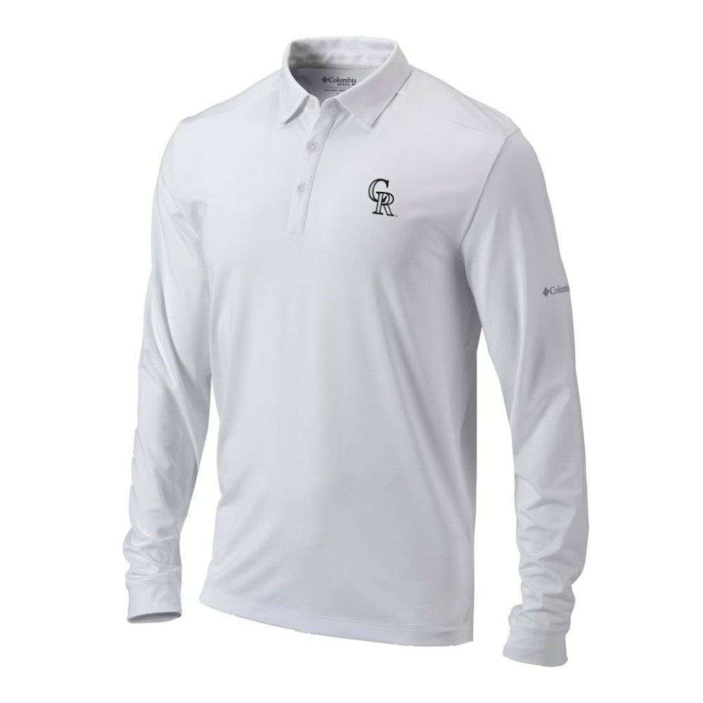 Colorado Rockies Omni-Wick Pin High Long Sleeve Polo White | Columbia