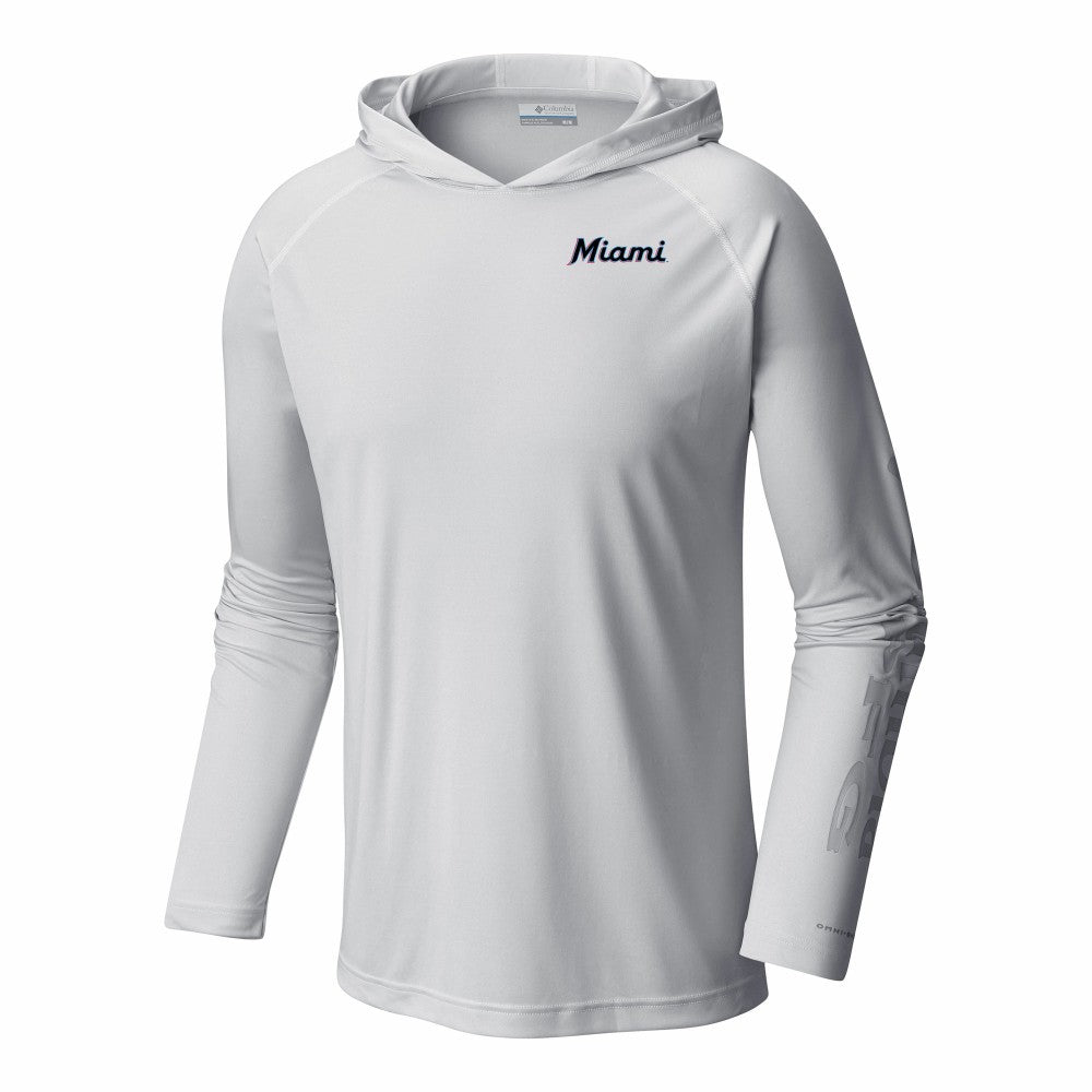 Miami Marlins Terminal Tackle Omni-Shade Pullover Hoodie White | Columbia