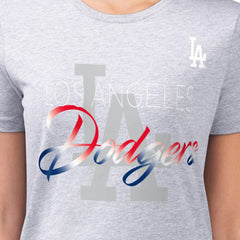 Los Angeles Dodgers G-III 4Her by Carl Banks Women's Super-Slim Fit Lightweight Shadow Logo Graphic T-Shirt Heather Gray
